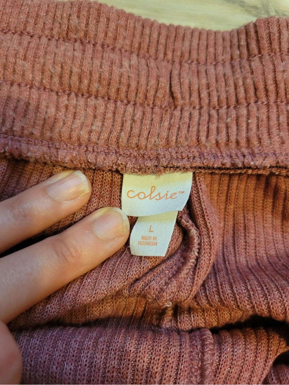 Colsie Ribbed Mauve Pink Lounge Shorts - Picture 3 of 4